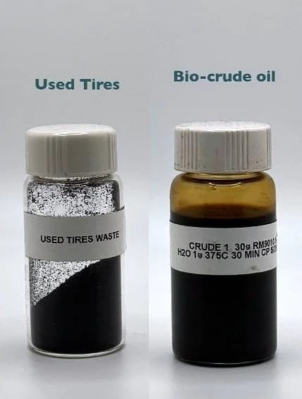 Used tires → Bio-crude oil